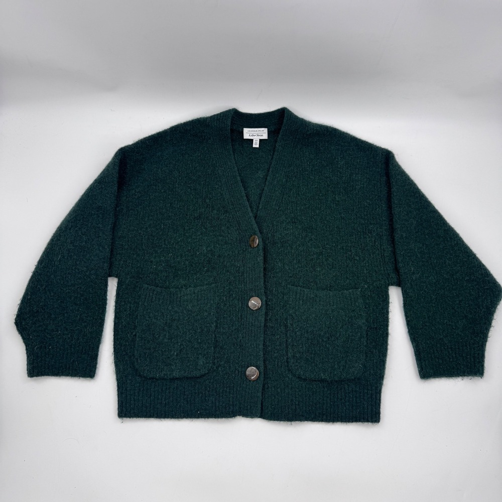 & Other Stories Alpaca Blend Boxy Cardigan Green Oversized Pocket Sweater XS - Picture 2 of 8